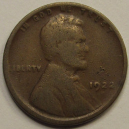 1922 D Lincoln Wheat Cent - Weak D - antique better variety American wheat penny