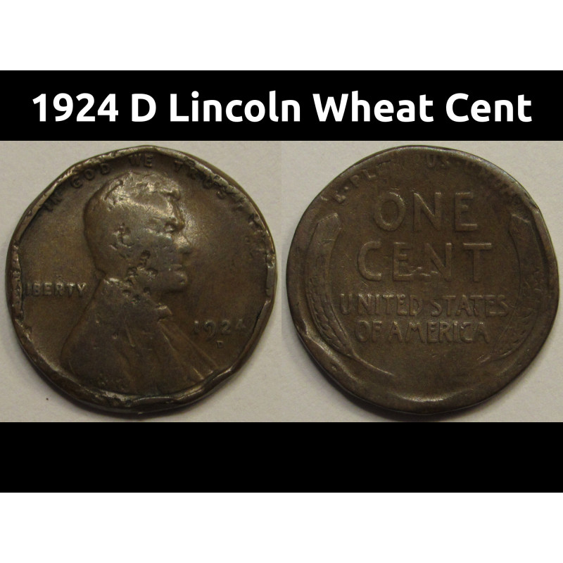 1924 D Lincoln Wheat Cent - antique semi-key date American wheat penny