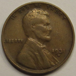 1931 S Lincoln Wheat Cent - antique key date San Francisco mintmark wheat penny