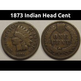 1873 Indian Head Cent - Open 3 - antique Reconstruction era American penny