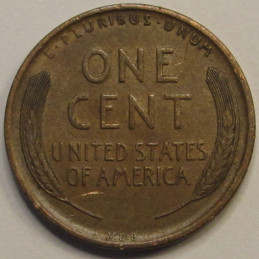 1909 VDB Lincoln Wheat Cent - antique VDB initials American penny