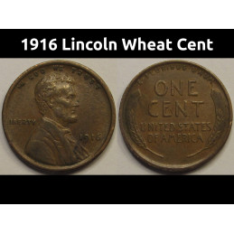 1916 Lincoln Wheat Cent - better grade early date antique American penny