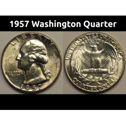 1957 Washington Quarter - beautiful vintage American silver quarter