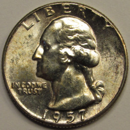 1957 Washington Quarter - beautiful vintage American silver quarter