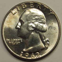 1962 Washington Quarter - beautiful uncirculated American silver coin