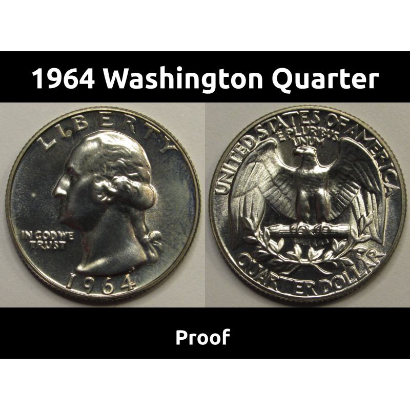 1964 Washington Quarter -  Proof vintage silver quarter