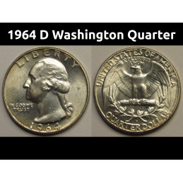 1964 D Washington Quarter - vintage silver American coin