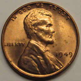 1949 Lincoln Wheat Cent - vintage uncirculated American wheat penny