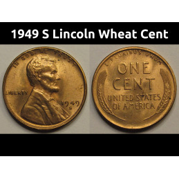 1949 S Lincoln Wheat Cent - vintage San Francisco mintmark uncirculated penny