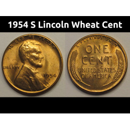 1954 S Lincoln Wheat Cent - vintage attractive uncirculated wheat penny