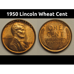 1950 Lincoln Wheat Cent - beautiful uncirculated American wheat penny