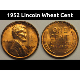 1952 Lincoln Wheat Cent - vintage uncirculated American wheat penny