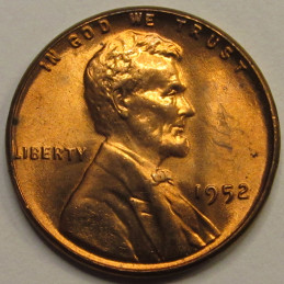 1952 Lincoln Wheat Cent - vintage uncirculated American wheat penny