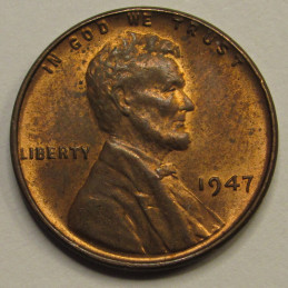 1947 Lincoln Wheat Cent - vintage American wheat penny