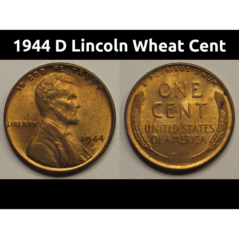 1944 D Lincoln Wheat Cent - vintage Denver mintmark American wheat penny