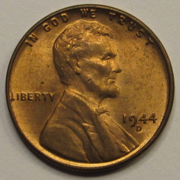 1944 D Lincoln Wheat Cent - vintage Denver mintmark American wheat penny