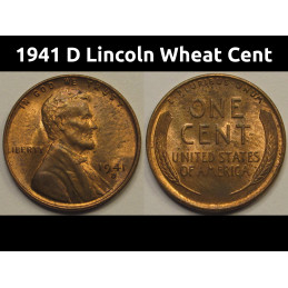 1941 D Lincoln Wheat Cent - vintage Denver mintmark American wheat penny