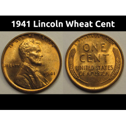 1941 Lincoln Wheat Cent - attractive uncirculated American wheat penny