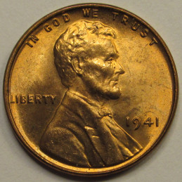 1941 Lincoln Wheat Cent - attractive uncirculated American wheat penny