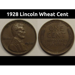 1928 Lincoln Wheat Cent - antique higher grade American wheat penny