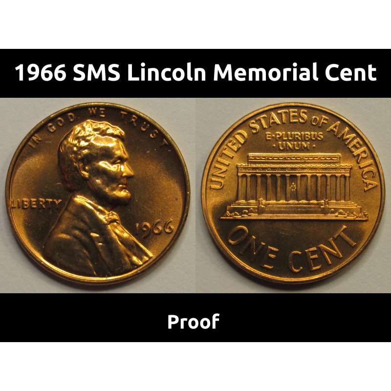 1966 SMS Lincoln Memorial Cent - vintage prooflike American penny