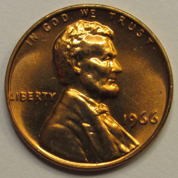 1966 SMS Lincoln Memorial Cent - vintage prooflike American penny