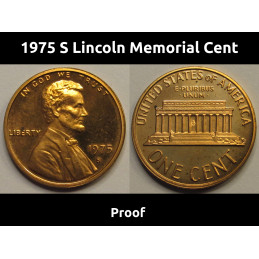 1975 S Lincoln Memorial Cent - vintage San Francisco mintmark American proof coin