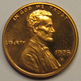 1975 S Lincoln Memorial Cent - vintage San Francisco mintmark American proof coin