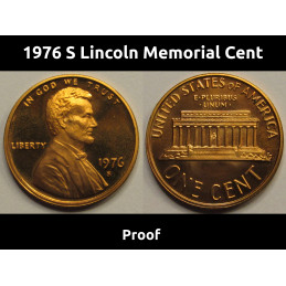 1976 S Lincoln Memorial Cent - vintage San Francisco mintmark reflective proof coin