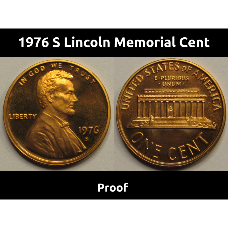 1976 S Lincoln Memorial Cent - vintage San Francisco mintmark reflective proof coin