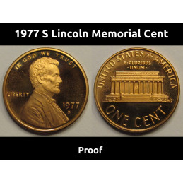 1977 S Lincoln Memorial Cent - vintage seventies San Francisco mintmark American penny