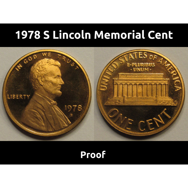 1978 S Lincoln Memorial Cent - vintage San Francisco mintmark American proof penny