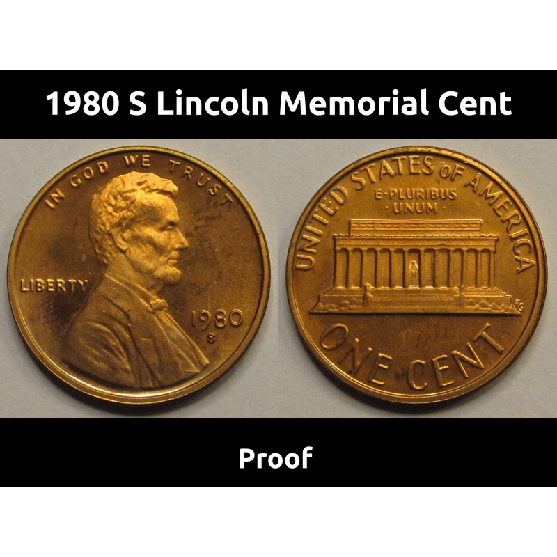 1980 S Lincoln Memorial Cent - vintage American proof penny