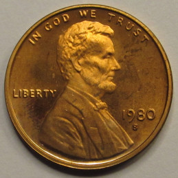 1980 S Lincoln Memorial Cent - vintage American proof penny