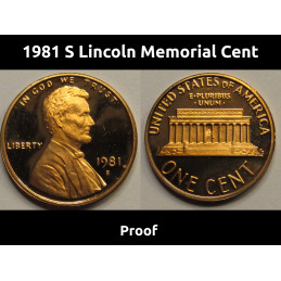 1981 S Lincoln Memorial Cent - vintage San Francisco mintmark American penny