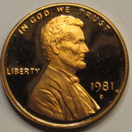 1981 S Lincoln Memorial Cent - vintage San Francisco mintmark American penny