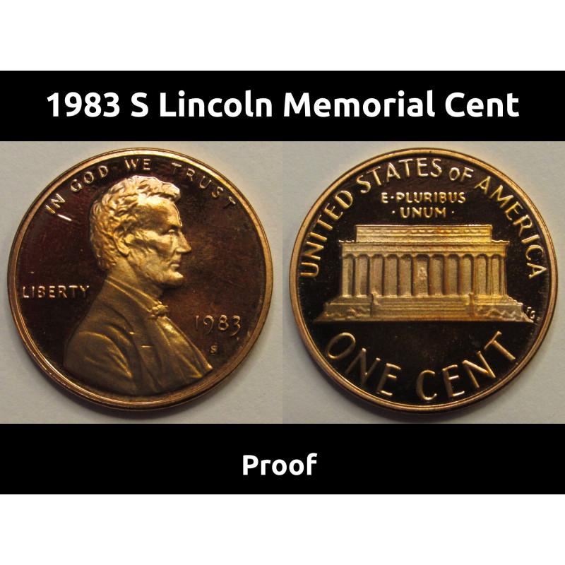 1983 S Lincoln Memorial Cent - proof - vintage American proof penny