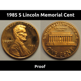 1985 S Lincoln Memorial Cent - vintage proof penny with San Francisco mintmark