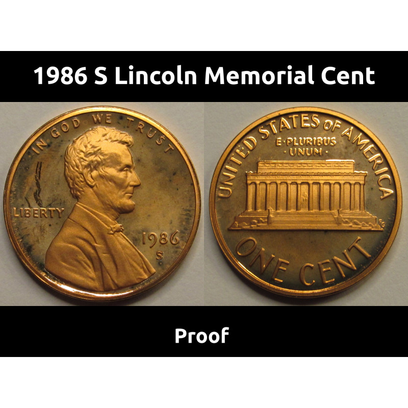 1986 S Lincoln Memorial Cent - vintage proof penny