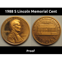 1988 S Lincoln Memorial Cent - vintage San Francisco mintmark proof coin