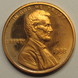 1988 S Lincoln Memorial Cent - vintage San Francisco mintmark proof coin