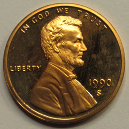 1990 S Lincoln Memorial Cent - vintage nineties proof coin