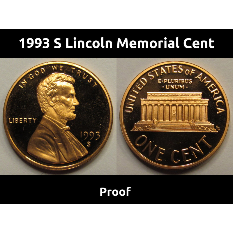 1993 S Lincoln Memorial Cent - vintage reflective American proof penny