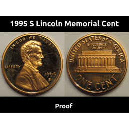 1995 S Lincoln Memorial Cent - vintage S mintmark proof penny