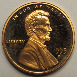 1995 S Lincoln Memorial Cent - vintage S mintmark proof penny