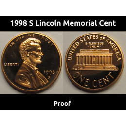 1998 S Lincoln Memorial Cent - American S mintmark proof penny