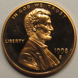 1998 S Lincoln Memorial Cent - American S mintmark proof penny