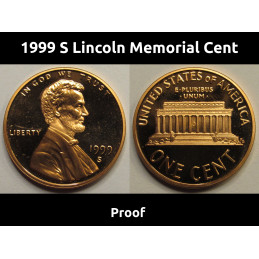 1999 S Lincoln Memorial Cent - vintage American proof penny