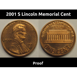 2001 S Lincoln Memorial Cent - vintage S mintmark proof penny