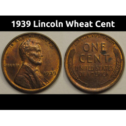 1939 Lincoln Wheat Cent - vintage American wheat penny